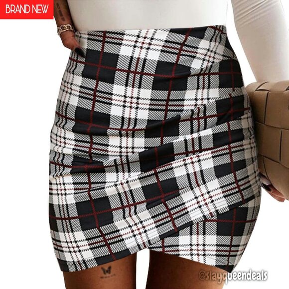 Bodycon Ruched Tulip Mini Skirt High Waist Asymmetrical Wrap Style - Picture 1 of 8